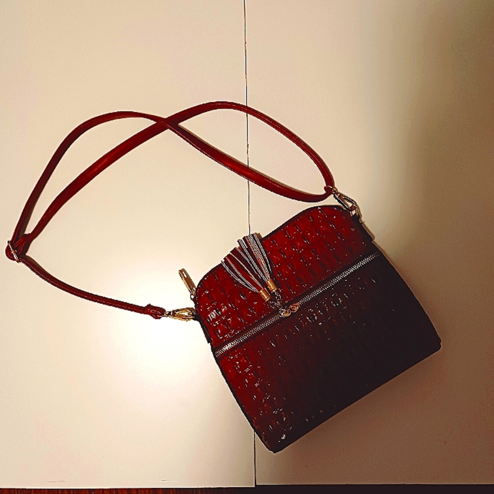 Red, leather like purse